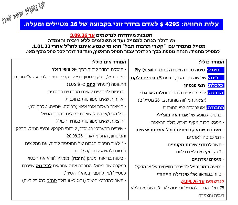 עלות החווייה